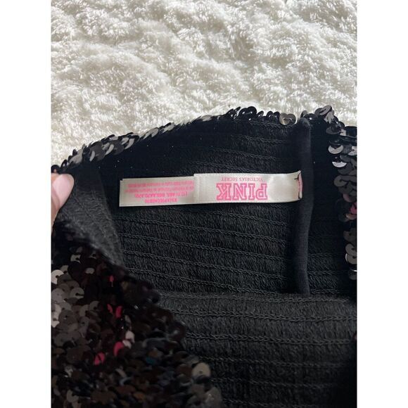 VS Pink Black Sequin Bandeau Going-Out Club Top size XS Festival - Picture 2 of 2